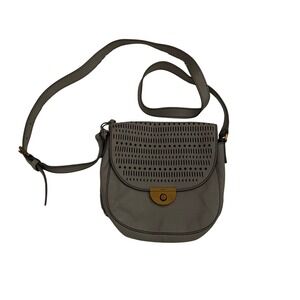 Fossil Emi Grey Saddle Bag Crossbody Leather Purse